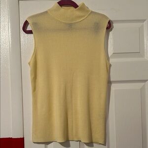 Dana Buchman Sleeveless Light Yellow Ribbed Top